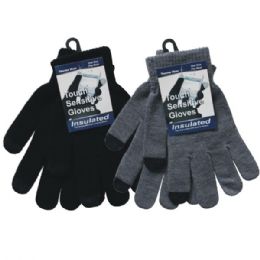 96 Wholesale Winter Text Finger Glove Men Colors