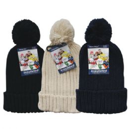24 Pieces Winter Ladies Pom Pom Hat Knit - Fashion Winter Hats