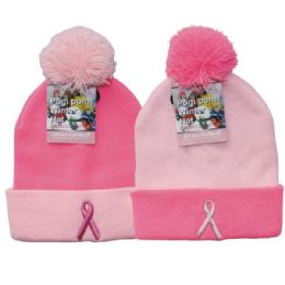 48 Pieces Winter Pom Pom Hat Pink - Winter Beanie Hats