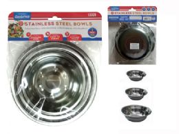 144 Units of 3pc Stainless Steel Bowls - Baking Supplies