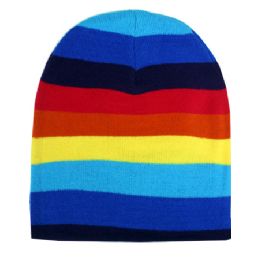 72 Wholesale Winter Beanie Hat In Rainbow Style