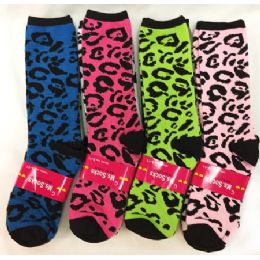 120 Wholesale Lady's Girls' Long Socks Leopard Prints Assorted