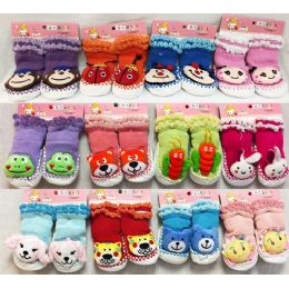 24 Wholesale Baby Cartoon Animal 3d Double Lined Knitted Socks