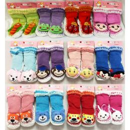 36 Wholesale Baby Cartoon Animal 3d Double Lined Knitted Socks