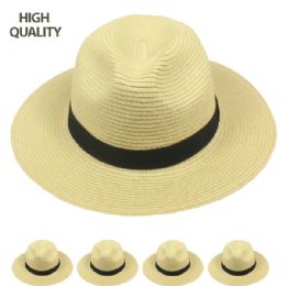 24 Wholesale Tan Colored Fedora Hat With Black Band