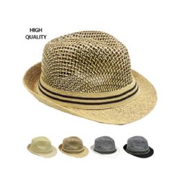 24 Wholesale High Quality Linen Straw Hollow Net Trilby Fedora Hat