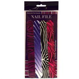 72 Pieces Nail File 4pk Animal Print - Cosmetics