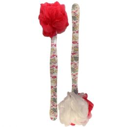 48 Wholesale Bath Sponge Long Handle Printed