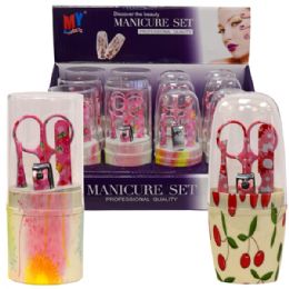 72 Wholesale Manicure Set Printed Case 4pk