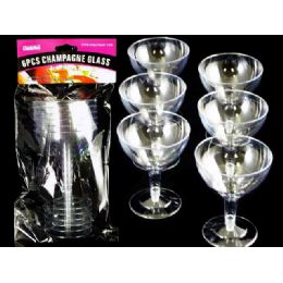 96 Wholesale 6 Piece Plastic Champagne Glass