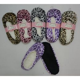 24 Units of FleecE-Lined Footies [leopard Print] - Womens Slipper Sock