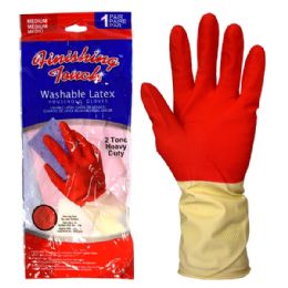 72 Wholesale Latex Glove Hd 2 Tone Medium
