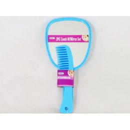 60 Wholesale Comb 2pc W/mirror Set 2 Asst Color Blue & Pink