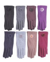 36 Wholesale Women's Fashion Fur Lined Cotton Glove 36 Pairs