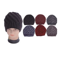 72 Pieces Men's 2 Tone Knit Winter Hat - Fashion Winter Hats