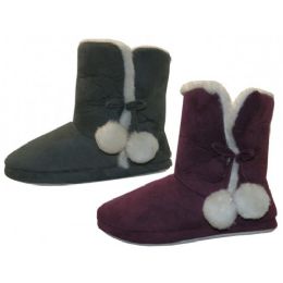 24 Pairs Women's Side Pom Pom Bedroom Boots - Women's Slippers