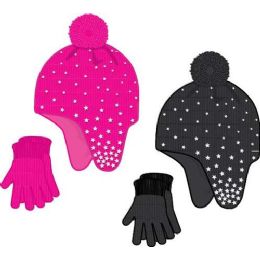 24 Units of Ladies Cute Winter Hat And Gloves - Winter Sets Scarves , Hats & Gloves