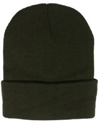 48 Pieces Dark Green Winter Beanie Hat 12 Inch - Winter Beanie Hats