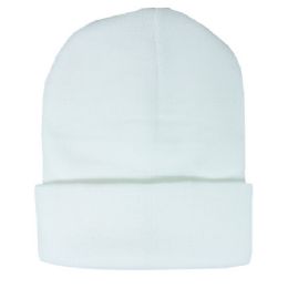 36 Pieces Solid White Beanie Hat 12 Inch - Winter Beanie Hats