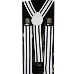 48 of Adult Black And White Striped Suspender