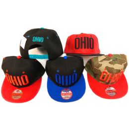 36 of Ohio Flat Bill Snap Back Hats Caps Assorted