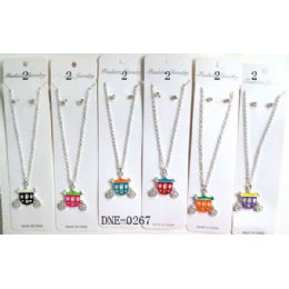 72 Wholesale Carriage Necklace With Earring