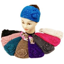 24 Wholesale Sequins Knitted Ear Band / Headbands Assorted