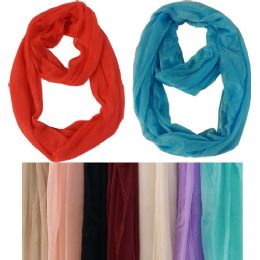 48 Pieces Light Weight Infinity Scarves Solid Bright Colors - Womens Fashion Scarves