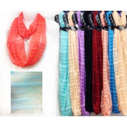 48 Pieces Light Weight Infinity Scarves With Sections - Womens Fashion Scarves