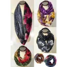 24 Pieces Infinity Circle Scarves With Maple Leaf Design Ast - Womens Fashion Scarves