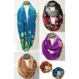 24 Pieces Infinity Circle Scarves With Butterfly And Flower - Womens Fashion Scarves