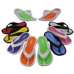 48 Wholesale Girl's Sport Multi Colors Flip Flops