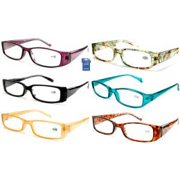 48 Wholesale 6 Styles Asst Cheetah Plastic Reading Glasses