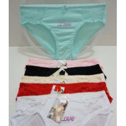 144 Wholesale Ladies Bikini PantY-Lace With Rhinestones Heart