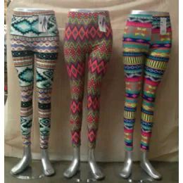 72 Wholesale Ladies Leggings One Size Mixed Color