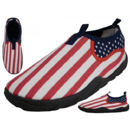 36 Wholesale Men's Us Flag Printed Water Shoes