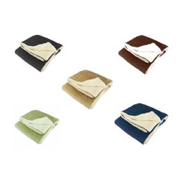 12 Wholesale Ultra Plush Reversible Sherpa Throw Blanket Assorted Colors