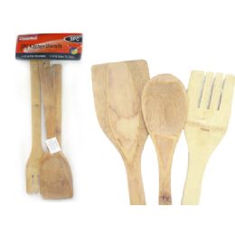 96 Wholesale Utensils Banboo 3pc 11.8" Packing 1/pc