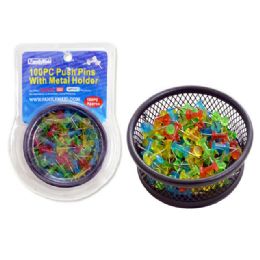 144 Pieces Push Pins 100pc W/metal Holderclear Dou Blister - Push Pins and Tacks