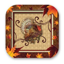 144 Pieces Fall Turkey 7" Plate 8ct - Party Paper Goods
