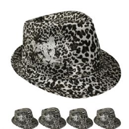 72 Wholesale Cheetah Print Fedora Hat