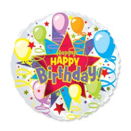 100 Pieces Ct 17 Ds Happy B-Day Star Burst - Balloons & Balloon Holder