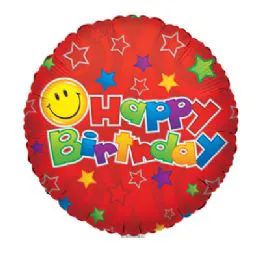 100 Wholesale Cv 18" Ss B-Day Smiley On Red