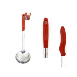 96 Wholesale Slotted Ladle W/handle Red