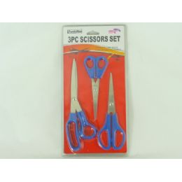 96 Wholesale Scissors 3pc/set Dou Blister3 Pcs