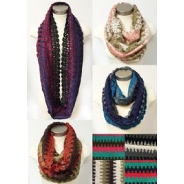 24 of Knitted Chevron Infinity Circle MultI-Color Scarves