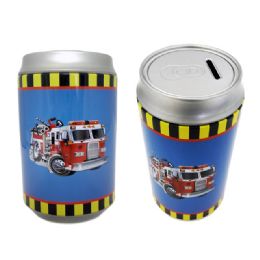 48 Pieces Saving Bank Tin Fire Truck - Coin Holders & Banks
