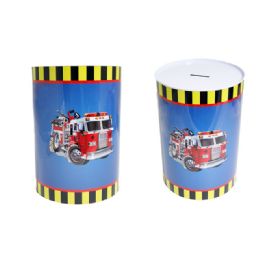 48 Pieces Fire Truck Tin Saving Bank - Coin Holders & Banks