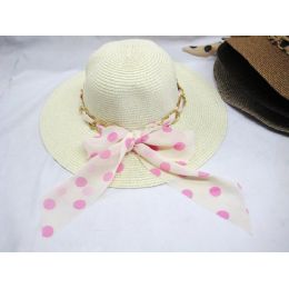 36 Wholesale Ladies Summer Polka Dot Hat Assorted Colors