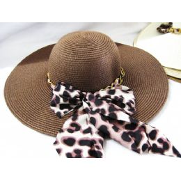 36 Wholesale Ladies Summer Animal Print Hat Assorted Colors